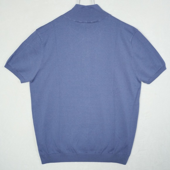 Ron Dorff Men's Silk Blend Short Sleeve Quarter Zip Knit Polo Shirt Blue XXL - Picture 3 of 9